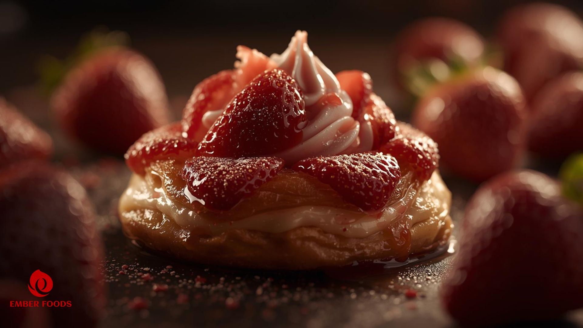 Nhà phân phối bánh Danish Kem Dâu Strawberry Cream Danish Cake Distributor
