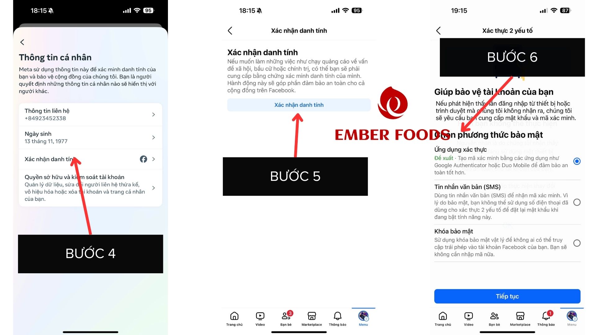 Ember Foods Hướng dẫn xác minh danh tính trên Facebook