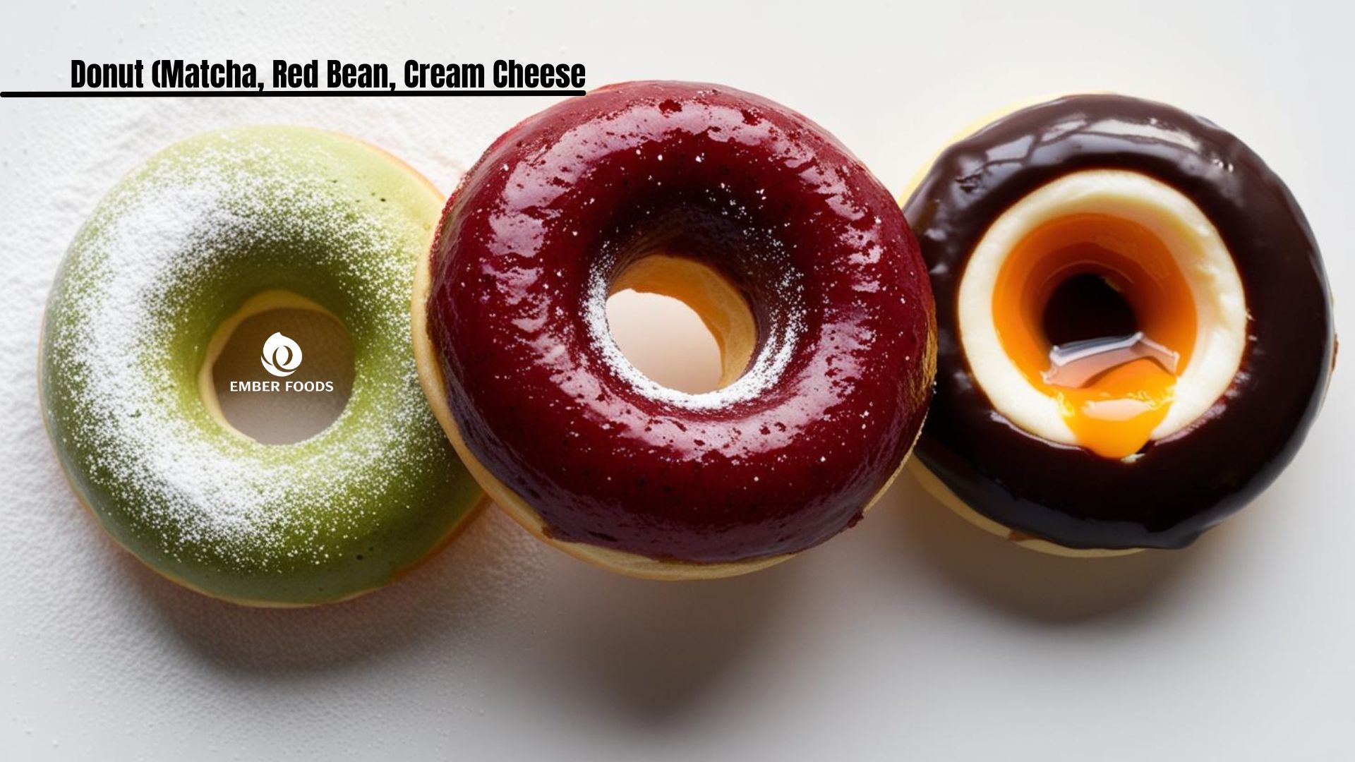 Bánh Donut Matcha, Đậu đỏ, Phô mai kem