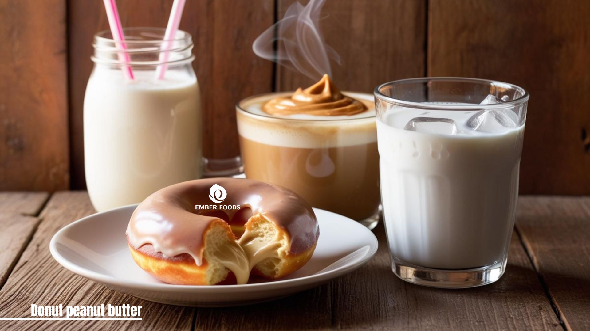 Donut custard, bơ đậu phộng kết hợp latte hoặc sữa tươi đá