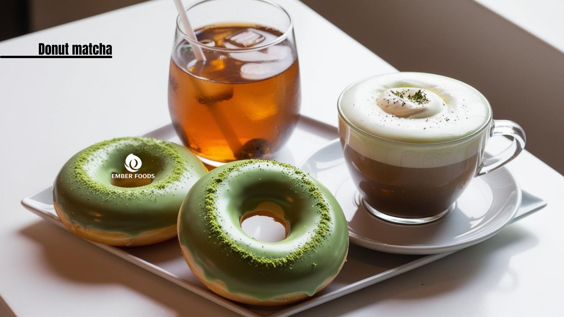 Donut matcha, kết hợp trà sữa, macchiato kem muối
