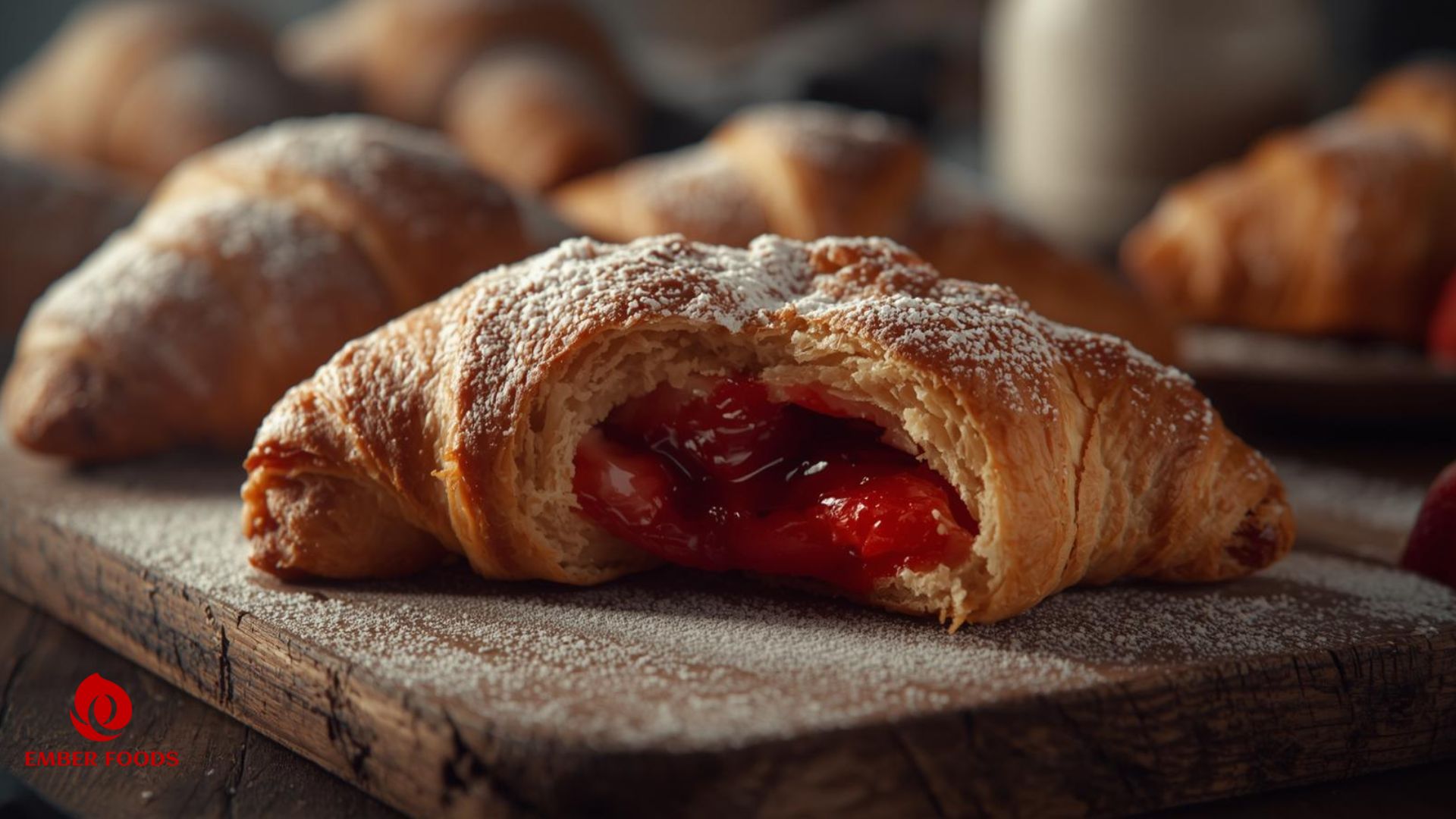 Croissant nhân dâu giá sỉ cho chuỗi coffee Phúc Long, Phê La, Highland, Starbuck,…. Strawberry Croissant wholesale price for coffee chains Phuc Long, Phe La, Highland, Starbuck,
