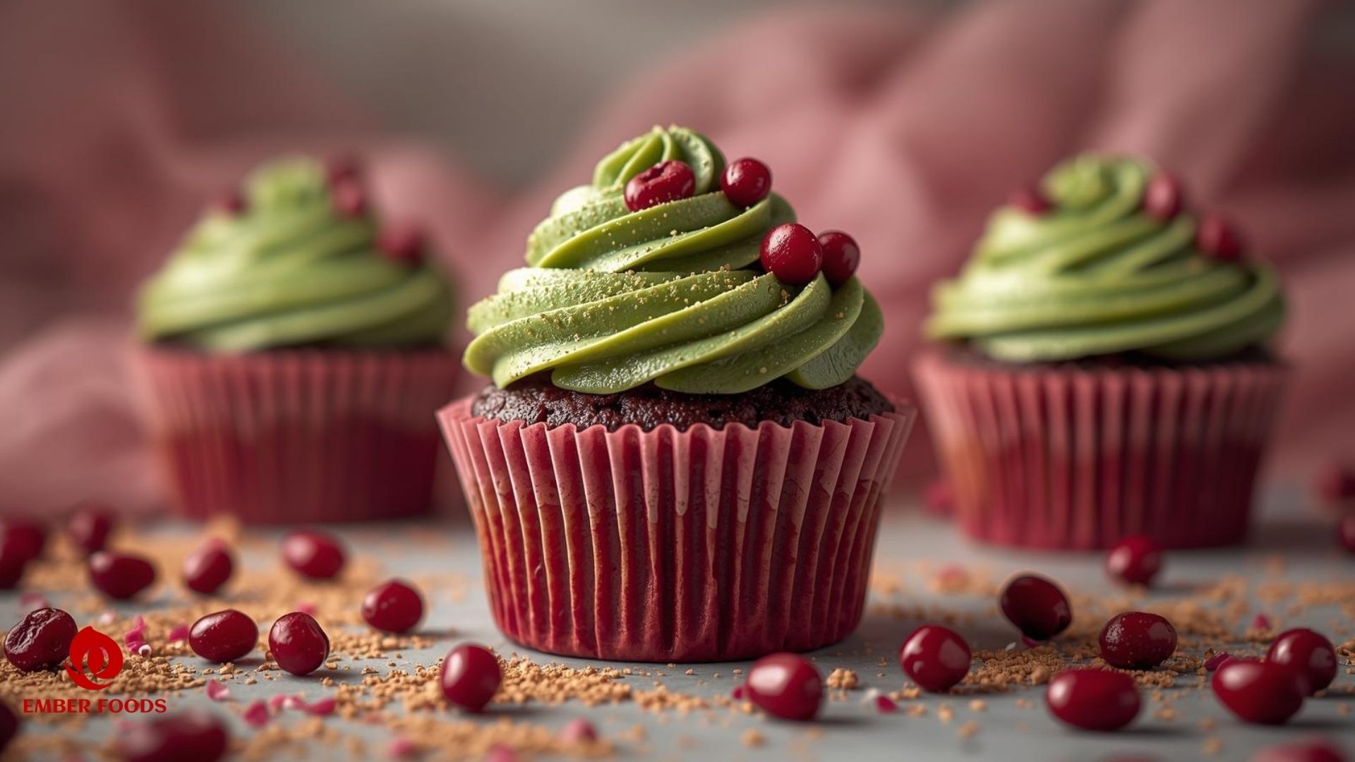 Bánh cupcake matcha đậu đỏ, Ember Foods cung cấp giá sỉ số lượng cực lớn Red bean matcha cupcakes, Ember Foods offers wholesale prices in extremely large quantities