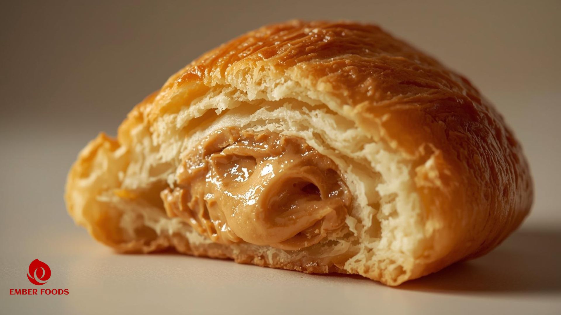 Croissant nhân bơ đậu phộng nhà phân phối giá sỉ cho chuỗi coffee lớn Croissant with peanut butter filling, wholesale distributor for large coffee chains