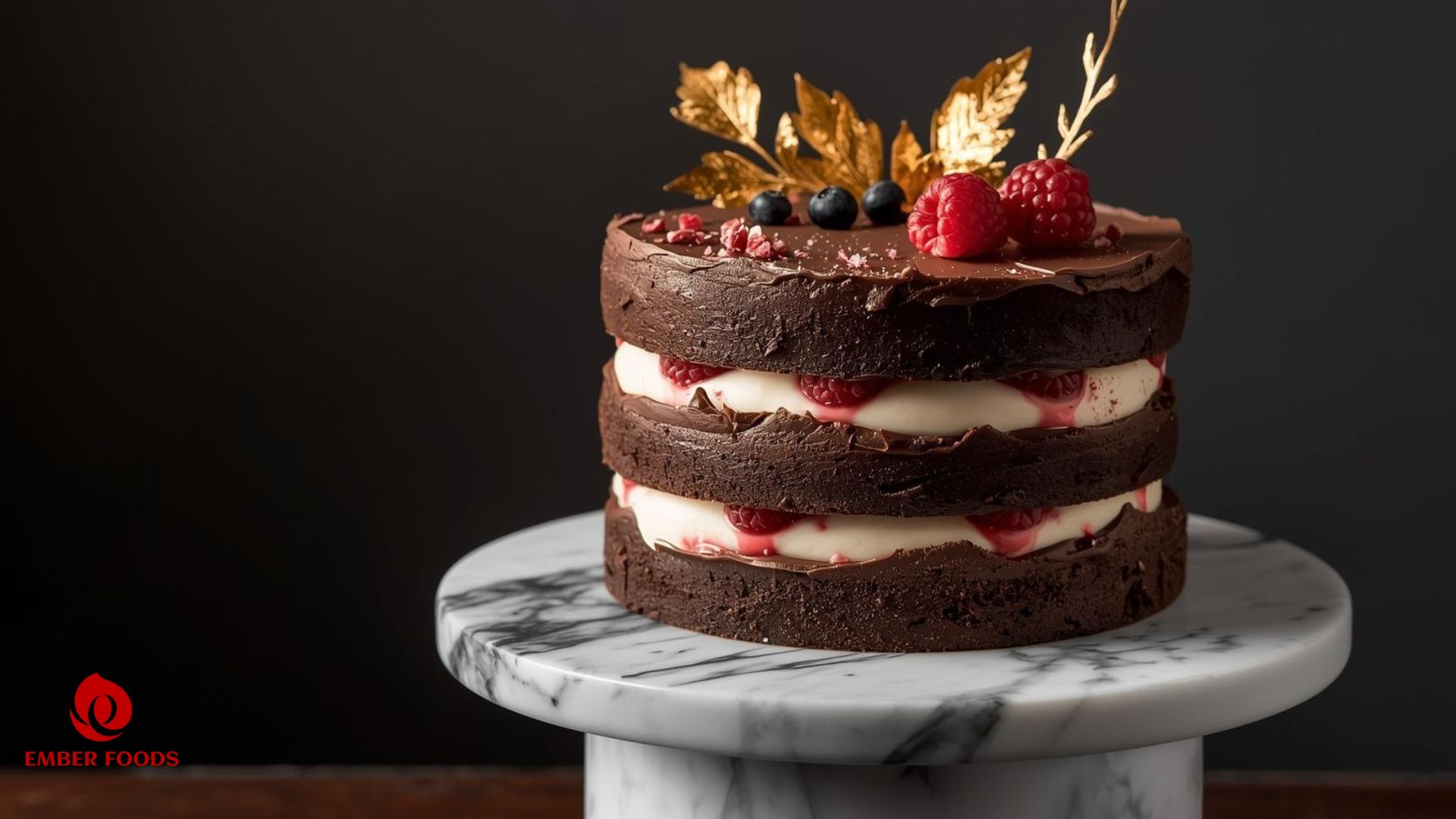 Bánh Mousse ba tầng socola, vnai, dâu Three-layer mousse cake with chocolate, vanilla, and strawberry