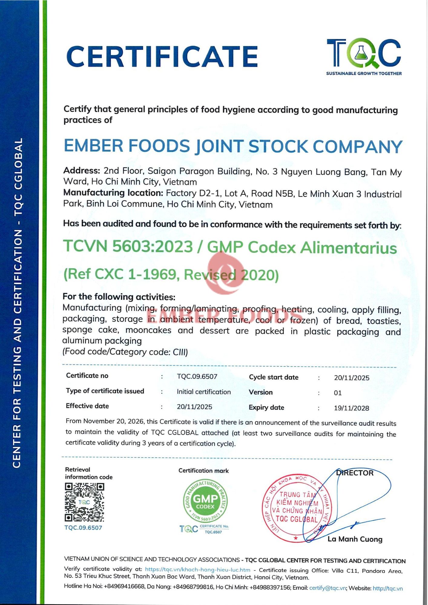 EMBER FOODS GMP English