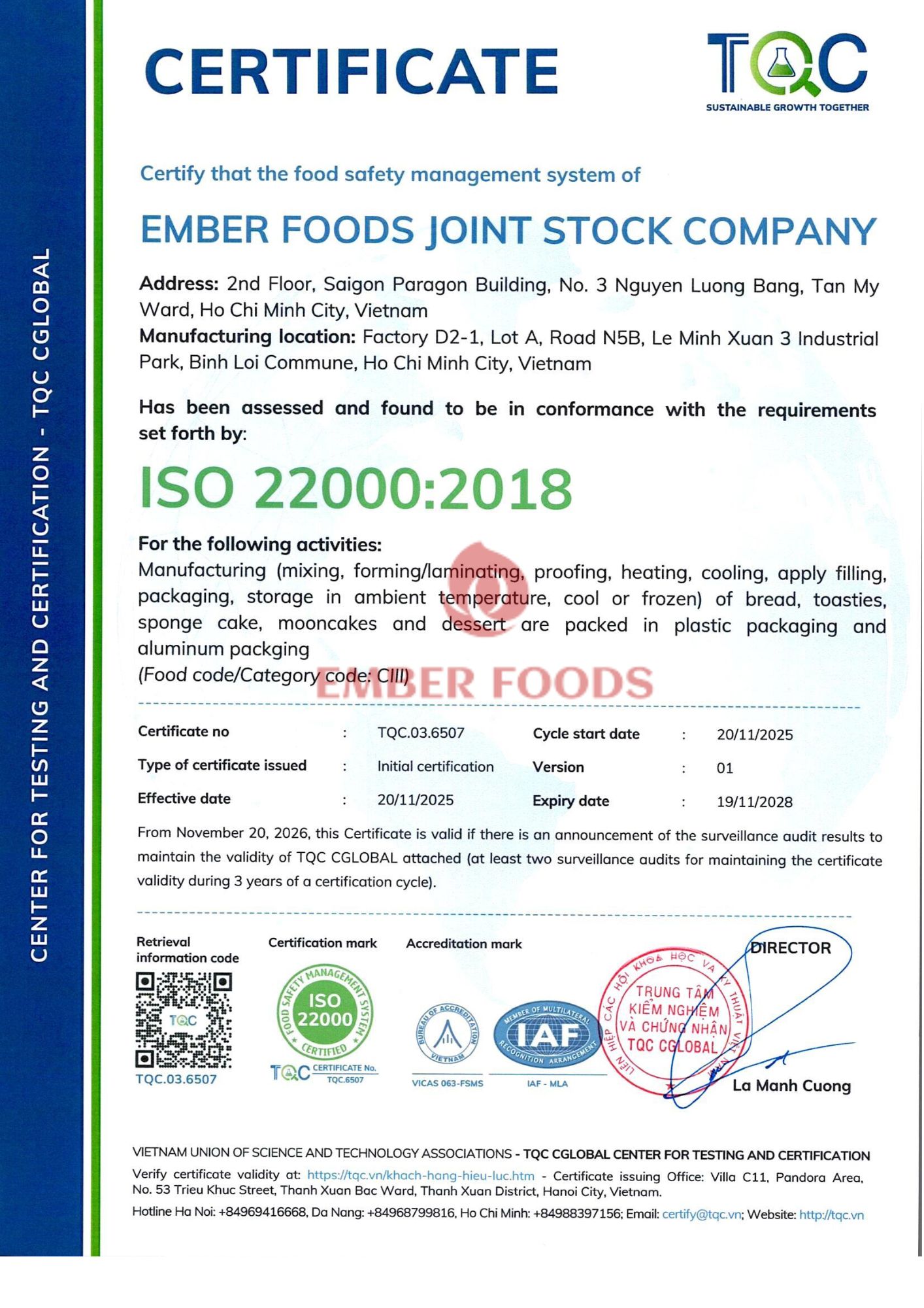 EMBER FOODS ISO English