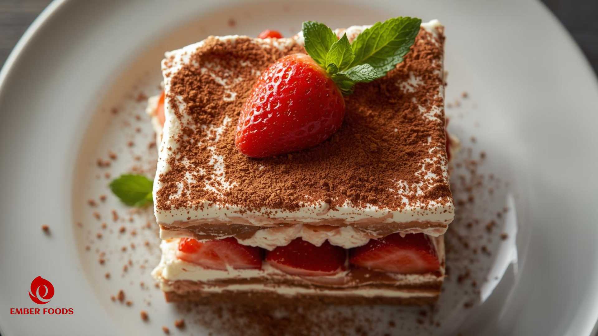 Ember Foods phân phối bánh tiramisu dâu giá sỉ tại TPHCM số lượng lớn Ember Foods distributes strawberry tiramisu cake at wholesale prices in Ho Chi Minh City in large quantities