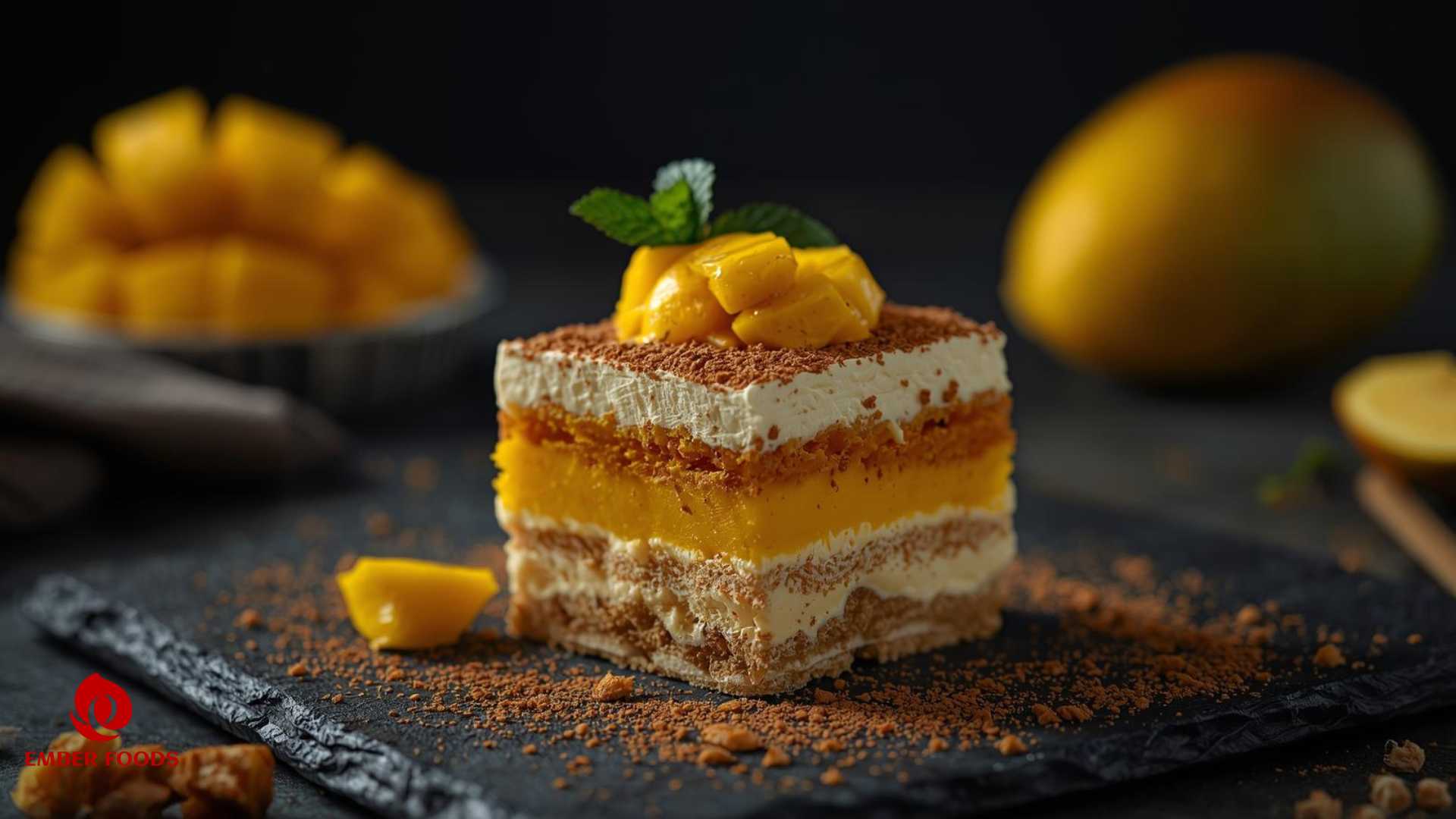 Ember Foods phân phối bánh tiramisu xoài giá sỉ cho chuỗi đại lý cấp 1 2 3 Ember Foods distributes mango tiramisu cake at wholesale prices to level 1, 2, and 3 dealer chains