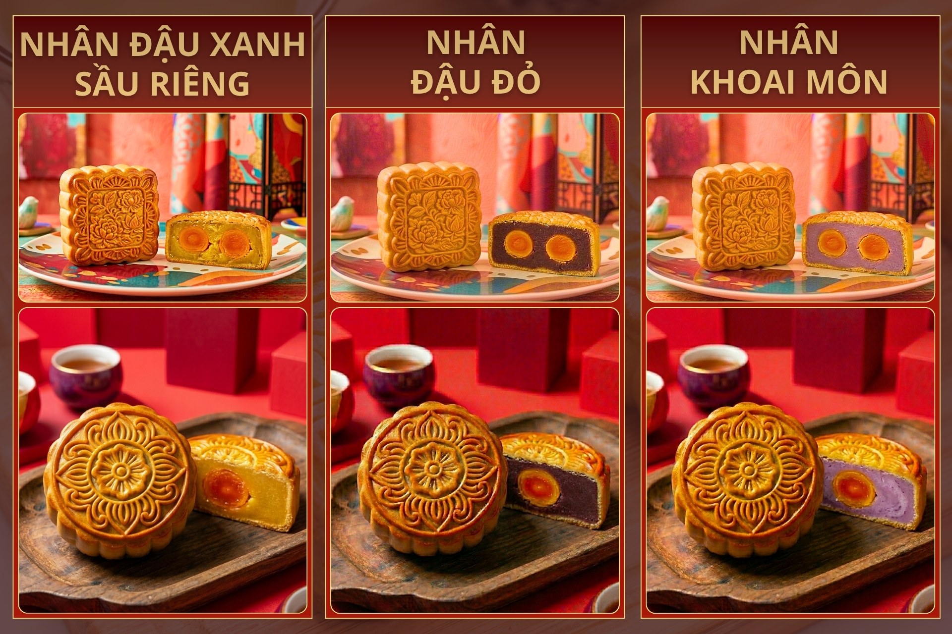Ember Foods phân phối bánh trung thu nhân đậu xanh sầu riêng , nhân đậu ĐỎ, nhân KHOAI MÔN giá sỉ ở HCM và toàn quốc