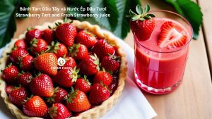 Banh Tart Dau Tay Va Nuoc Ep Dau Tuoi Strawberry Tart And Fresh Strawberry Juice.jpg