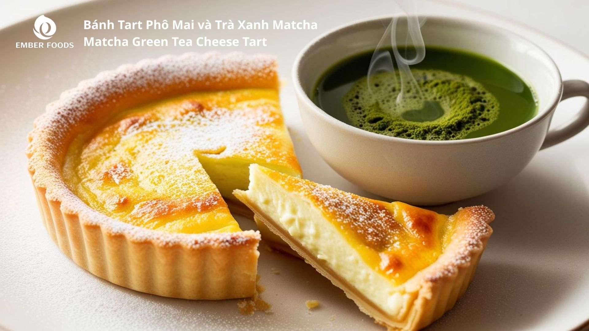Bánh Tart Phô Mai và Trà Xanh Matcha - Matcha Green Tea Cheese Tart