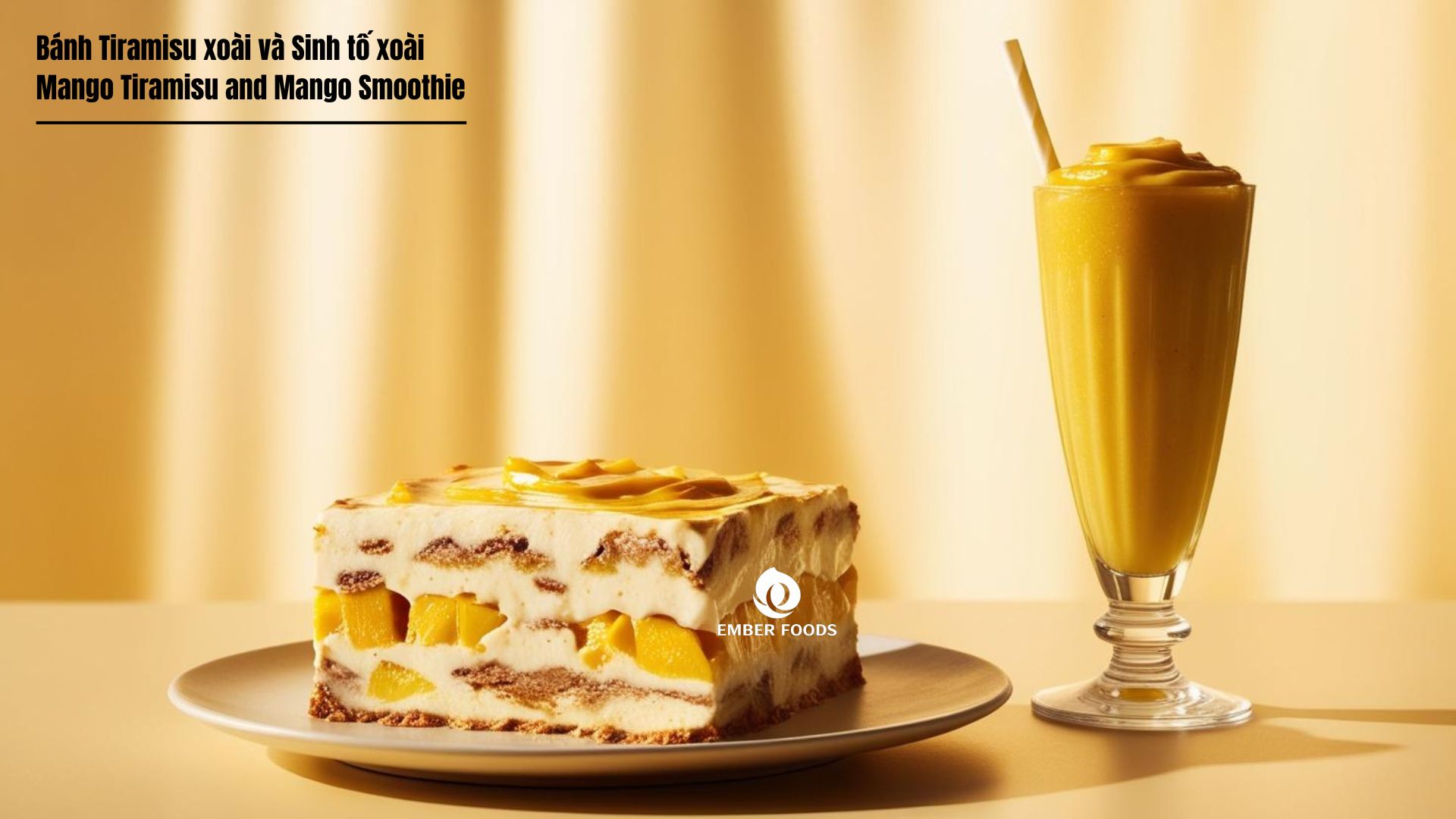 Bánh Tiramisu xoài và Sinh tố xoài - Mango Tiramisu and Mango Smoothie