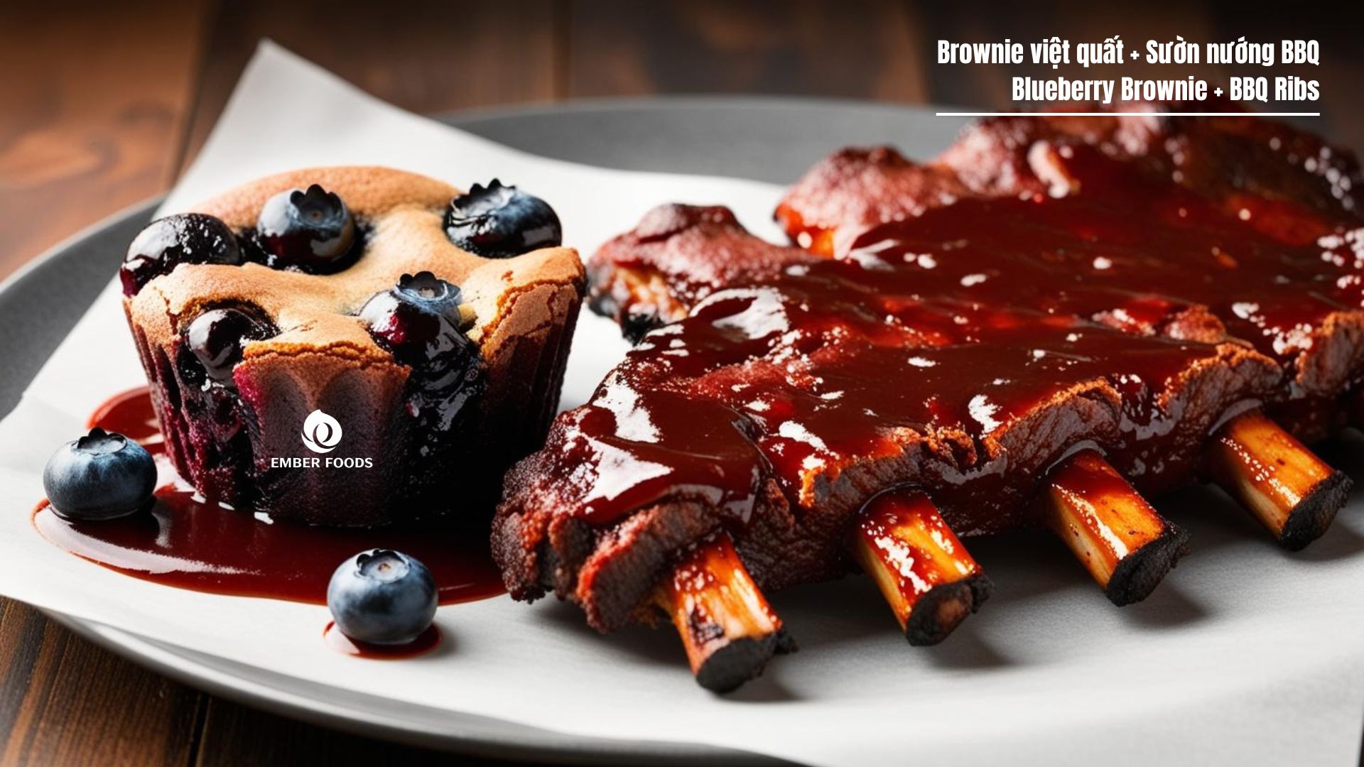 Brownie việt quất phù hợp với Sườn nướng BBQ - Blueberry Brownie Goes Well With BBQ Ribs