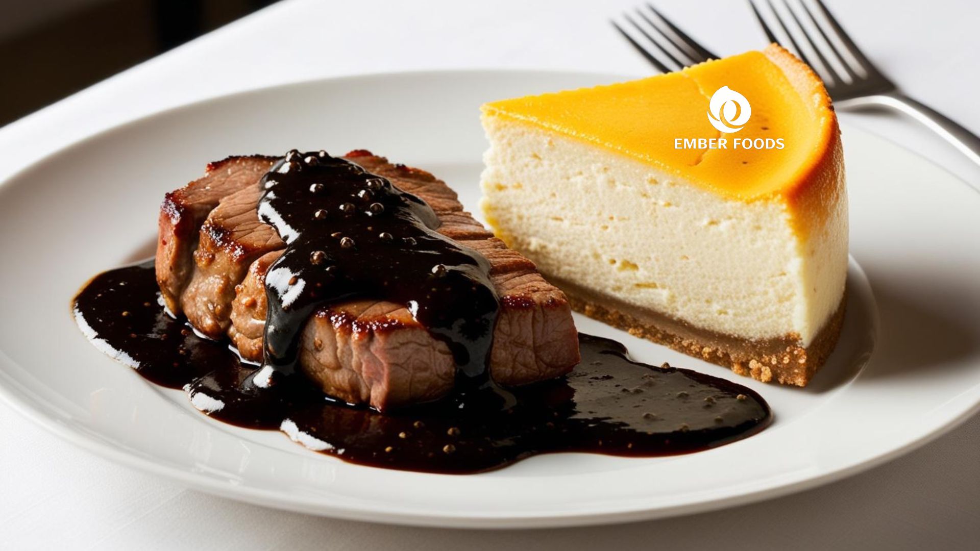 Cheesecake New York và Bò nướng sốt tiêu đen - New York Cheesecake and Black Pepper Beef