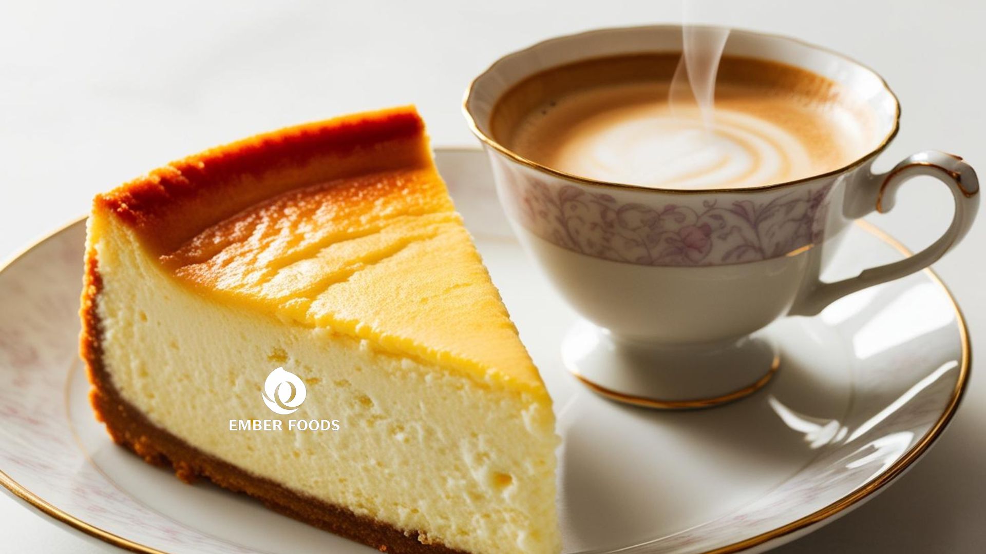 Cheesecake New York và Cappuccino nóng - New York Cheesecake and Hot Cappuccino
