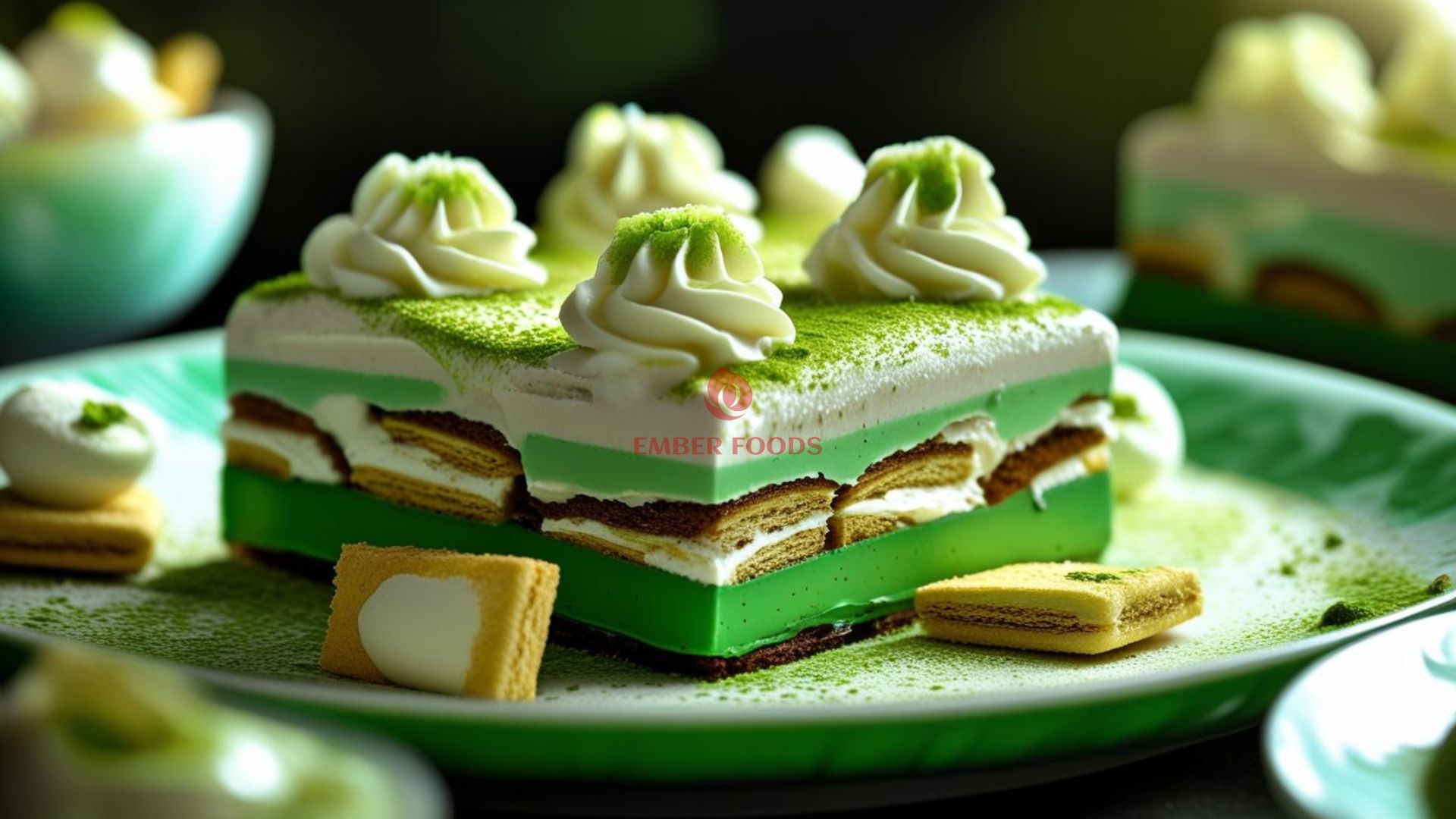 Nhà phân phối bánh tiramisu trà xanh cho teabreak cao cấp - Distributor of green tea tiramisu cake for high-end teabreak